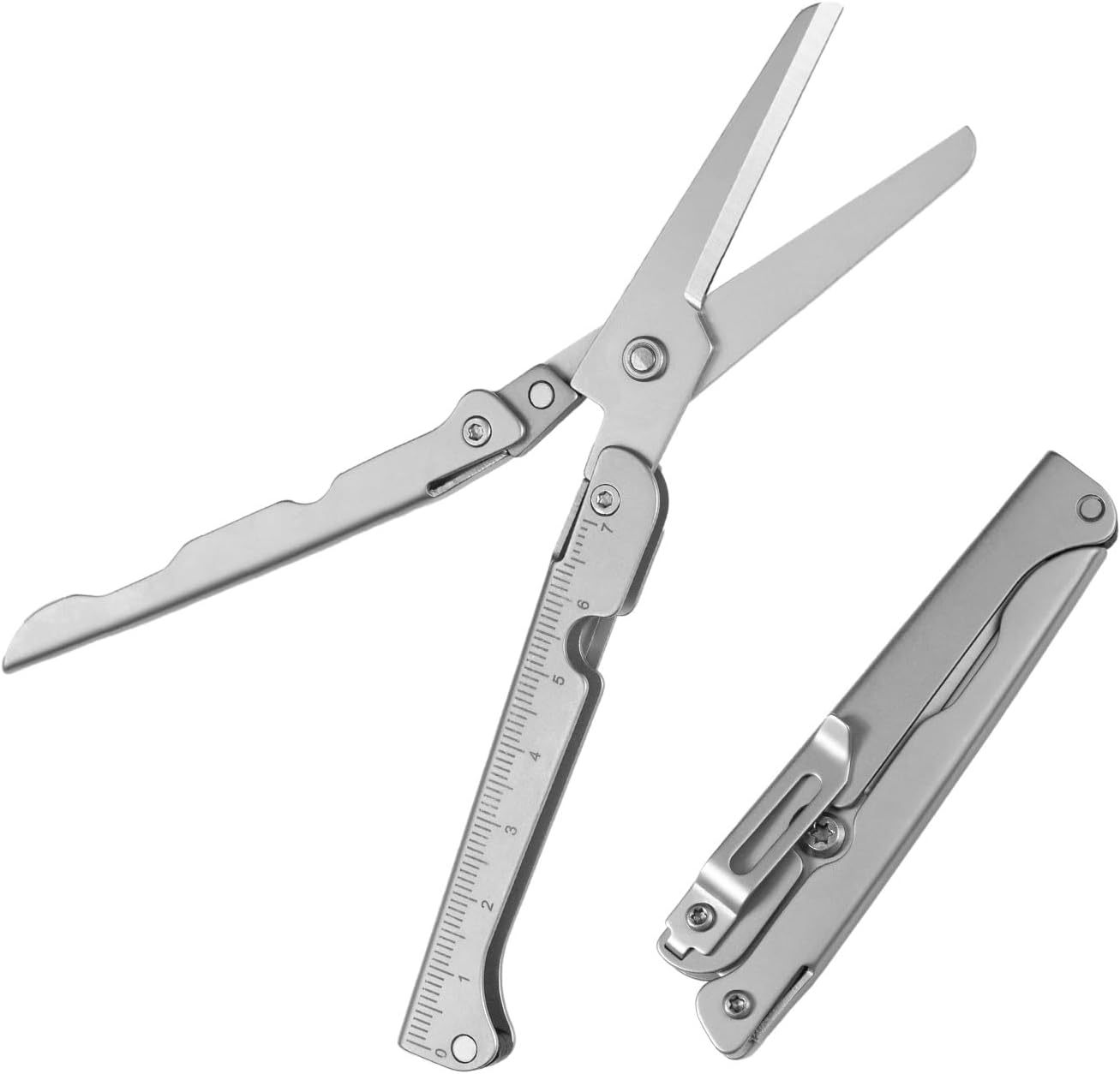 ✂️ 2-in-1 Foldable EDC Scissors with Built-In Ruler