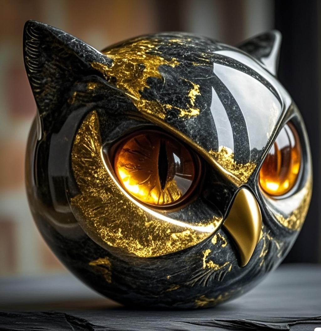 🔥LAST DAY 49% OFF🦉2025 Luxurious Black-gold Owl Stone Sculpture