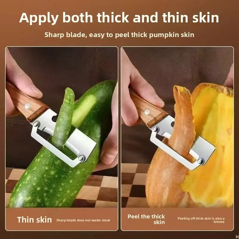 2PCS Kitchen Multi-Function Stainless Steel Thickened Fruit Peeler Knife for Sugar Cane and Pineapple Skin Removal Special Tool