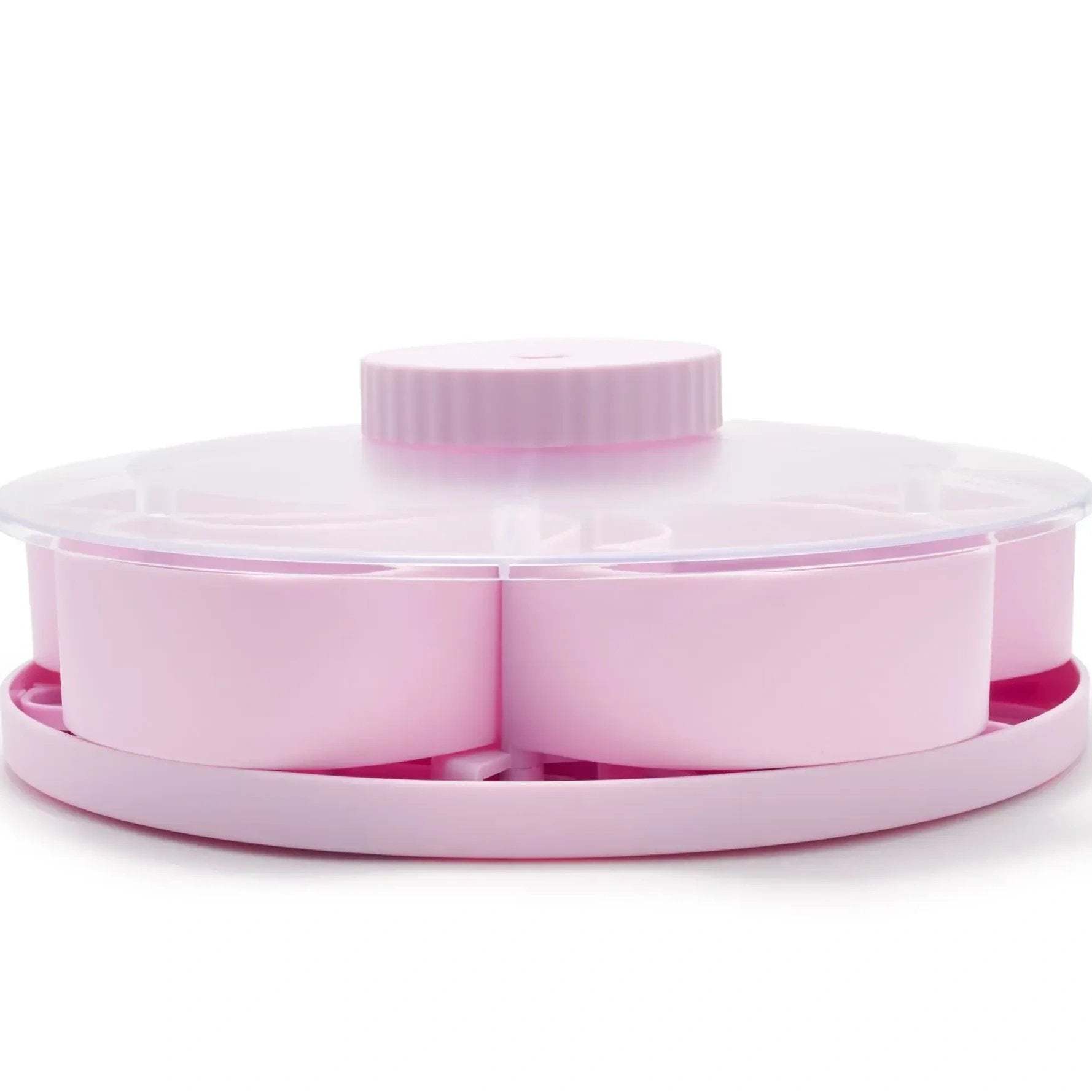 Hot Sale🍿✨ Divided Spin & Snack Serving Tray – 5-Compartment Rotating Party Platter