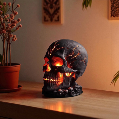 Molten Skull Lava Lamp, Halloween Lava Stone Skull Night Light 