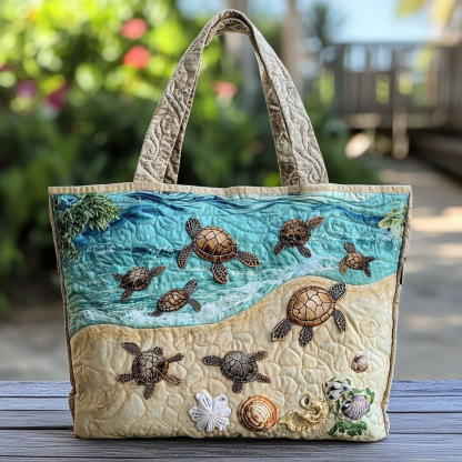 Turtle Quilted Tote Bag