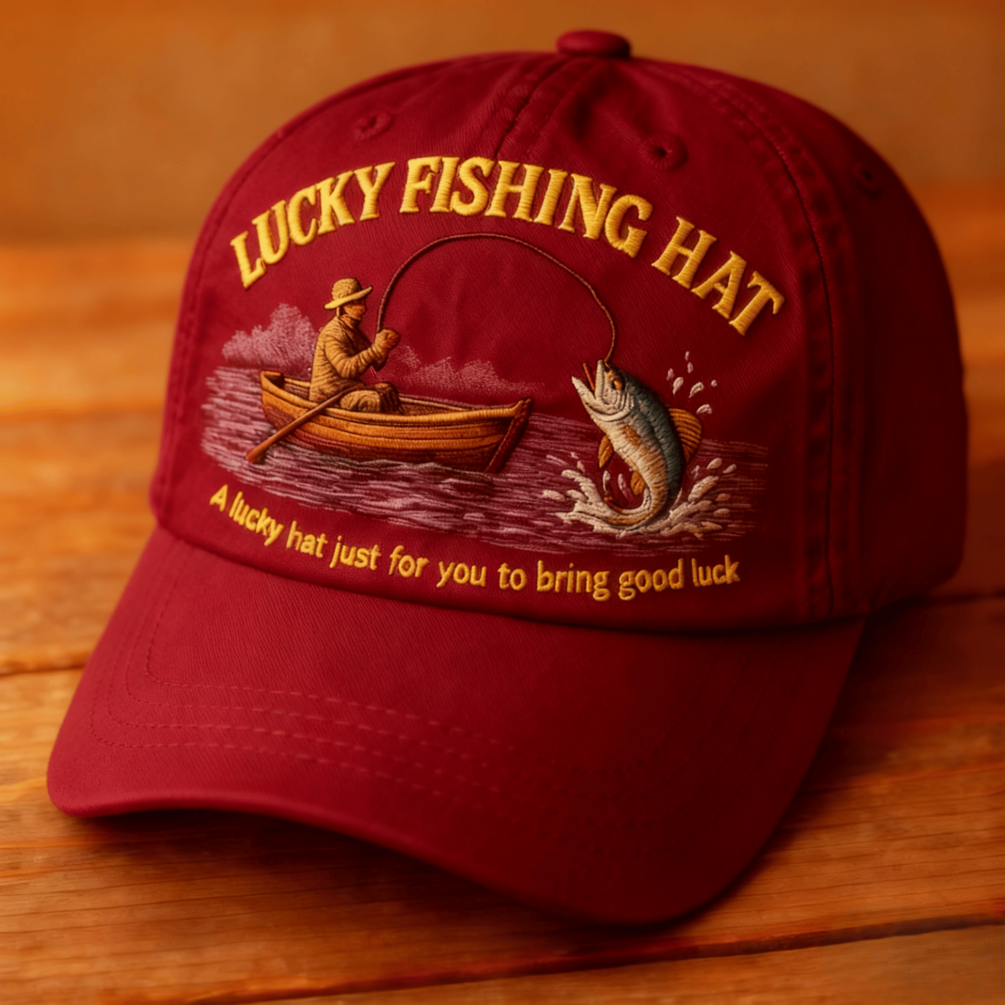 ✨Crafted by Hand Embroidery-🎣Lucky Fishing Hat(❤Breathable & Lightweight Comfort & Unisex Fit)