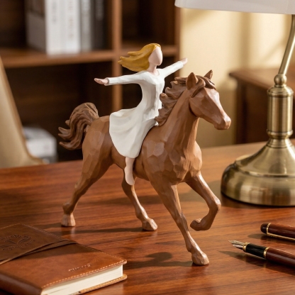 Handmade Resin Girl Riding Horse Figurine