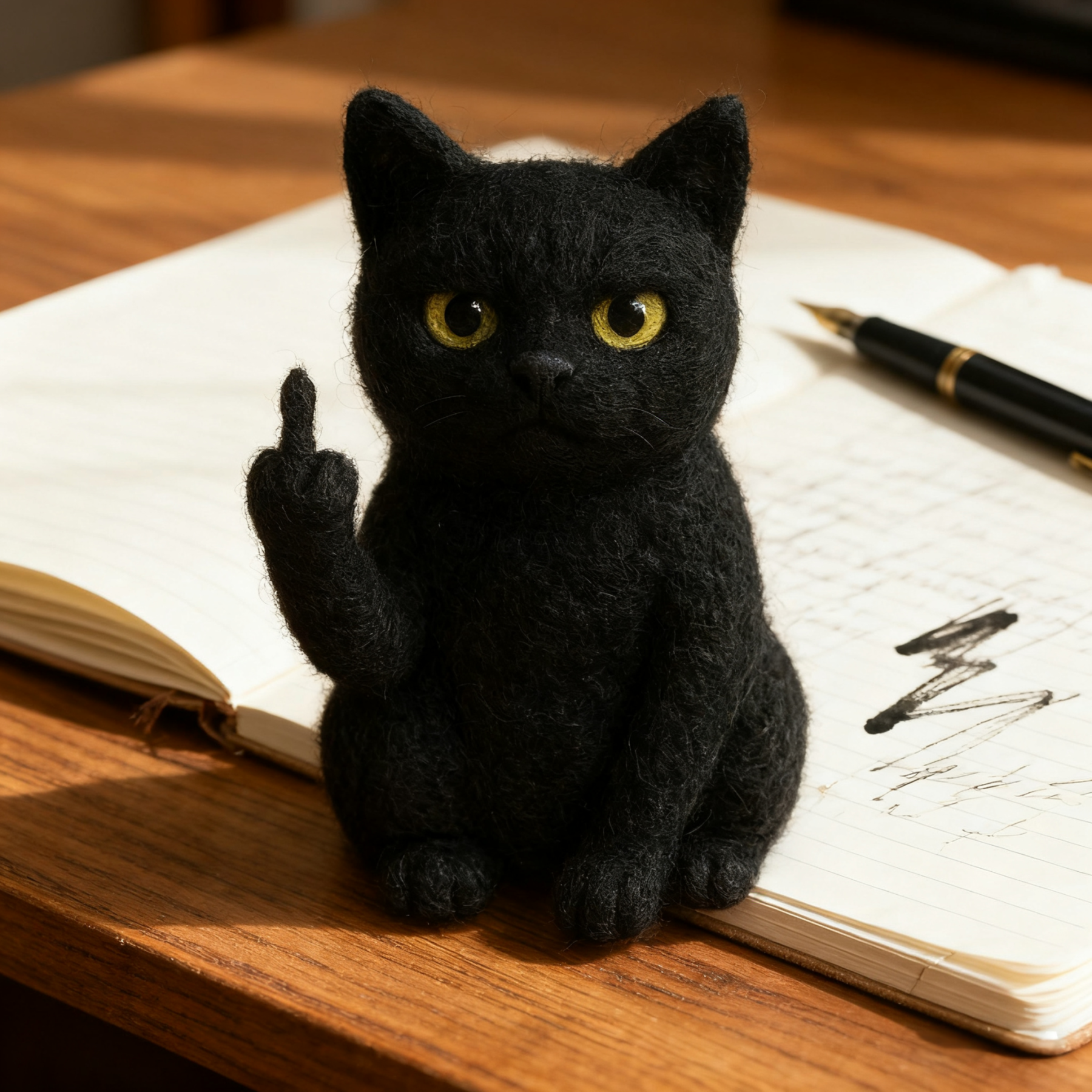 Funny Black Cat Needle Felt