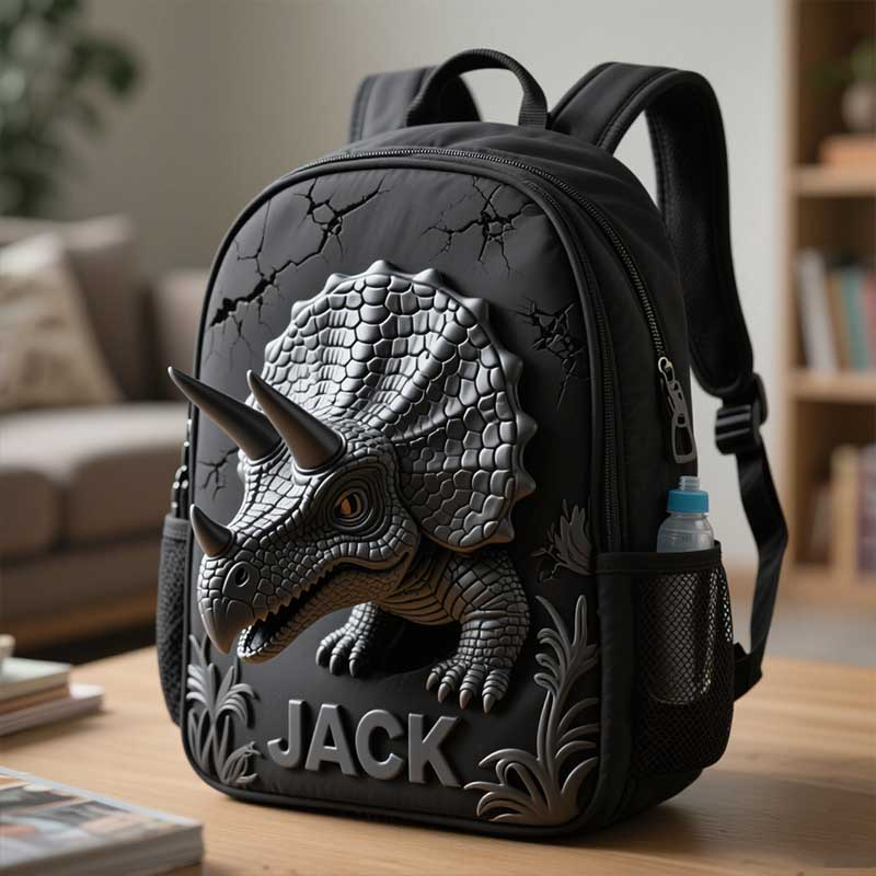 Personalized Children's Triceratops Dinosaur Theme Schoolbag