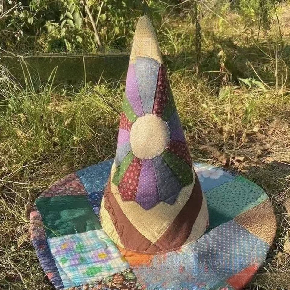 🔥Last Day 49% OFF - Handcrafted Quilted Witch Hat – Unique Folk Art for Halloween & Vintage Looks