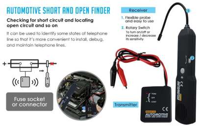Automotive Electrical Open&Short Finder Circuit Tester,Tone Generator Cable Wire Breaker Fault Finder
