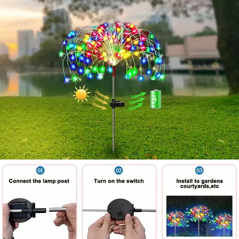 Waterproof  Solar Garden Fireworks Lamp