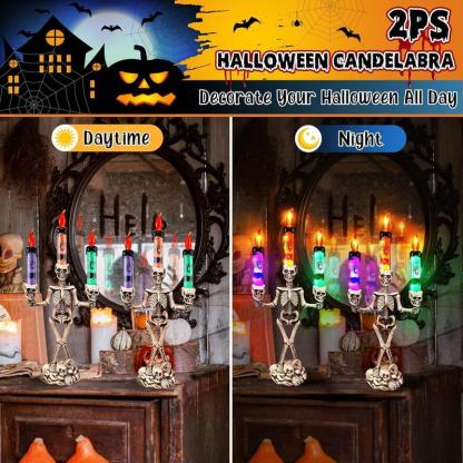 🎃💀Skull Candlestick Lights — Battery-Powered Flameless LEDs to Light Up Your Halloween Party and Haunted House Decorations 🕯️