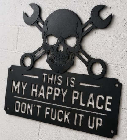 💀🛠️"This Is My Happy Place" Metal Wall Art Sign🔥