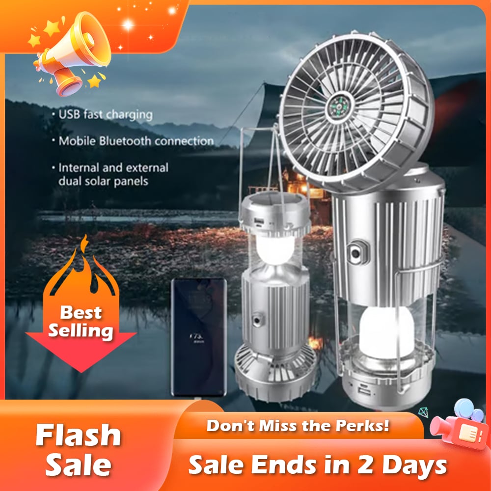 🏆Flash Sale⚡ 50K+ SOLD!💥🔥5-In-1 Portable LED Camping Lantern With Fan