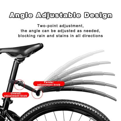 Retractable and adjustable bicycle mudguard set