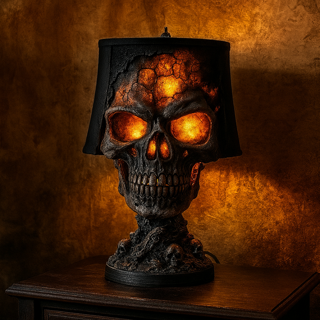 Molten Skull Lava Lamp, Halloween Lava Stone Skull Night Light 