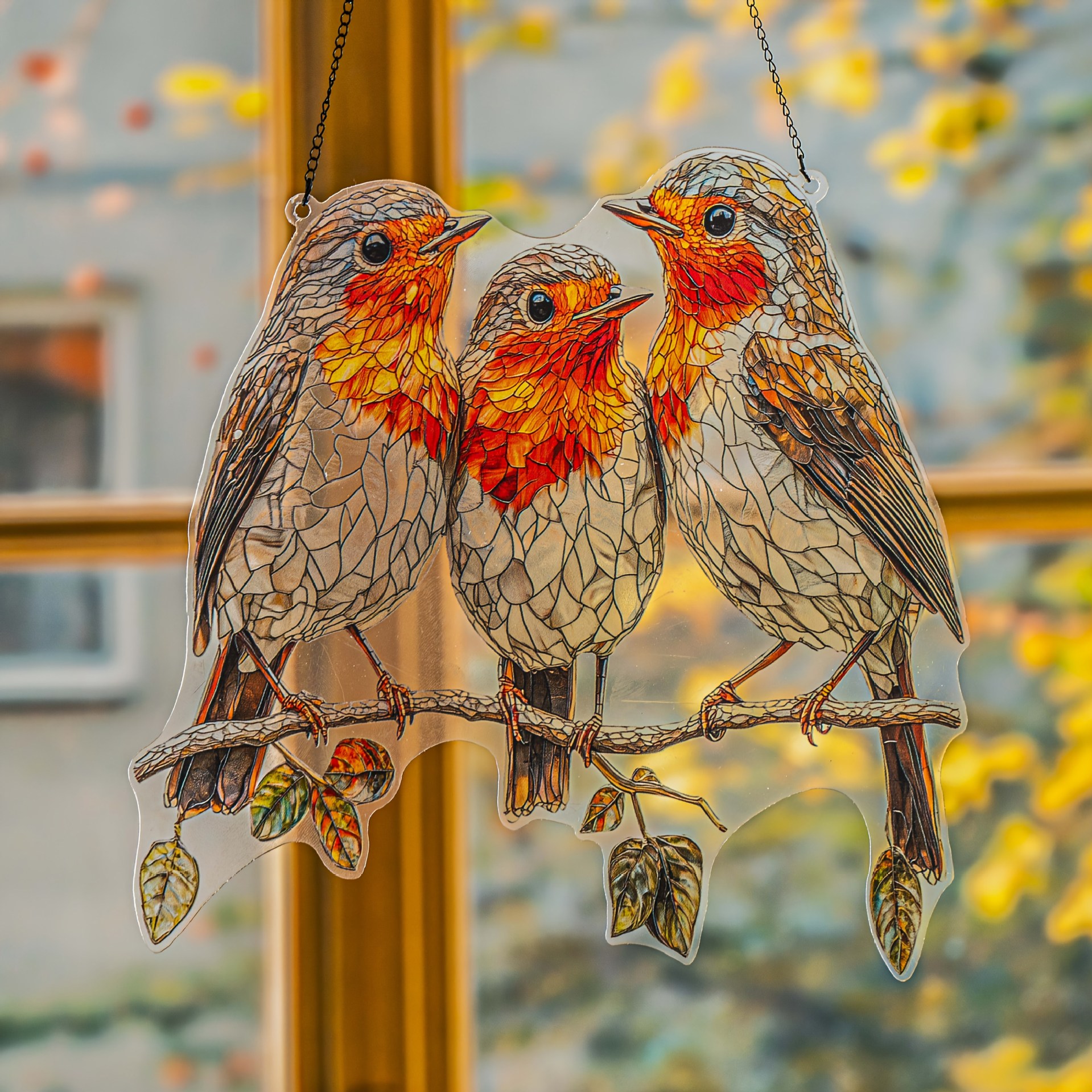 🎄Christmas Hot Sale 50% OFF🦜Stained Glass Style Robin Suncatcher