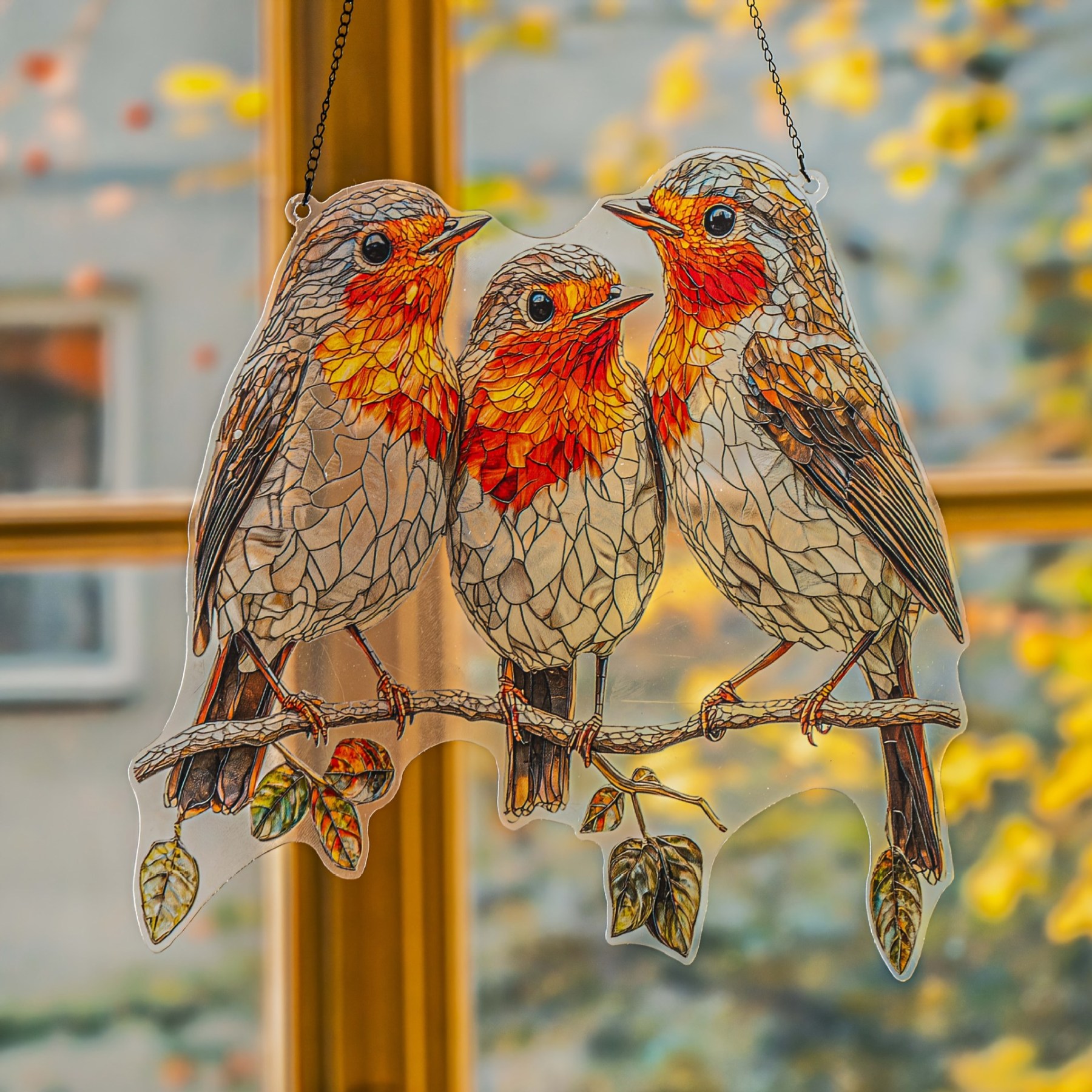 🎄Christmas Hot Sale 50% OFF🦜Stained Glass Style Robin Suncatcher