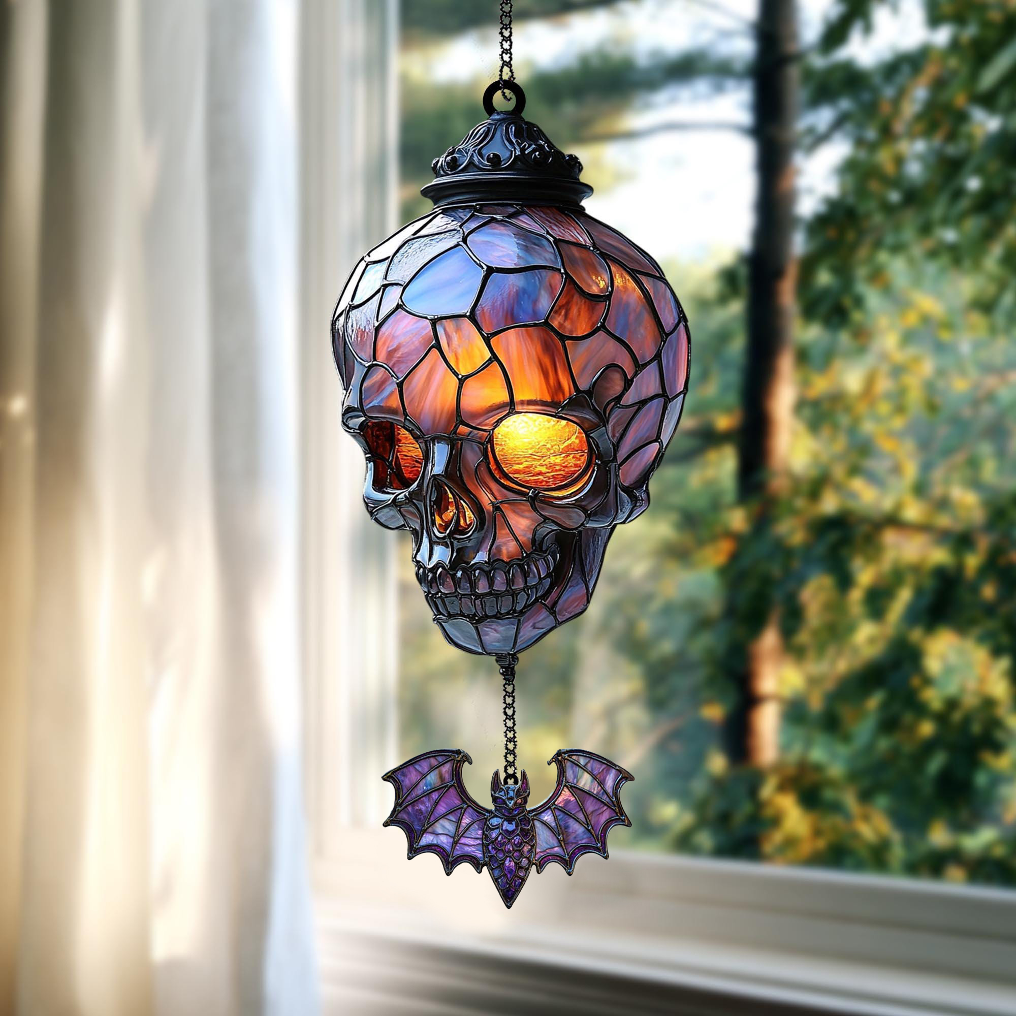 Vintage Gothic Skull Suncatcher