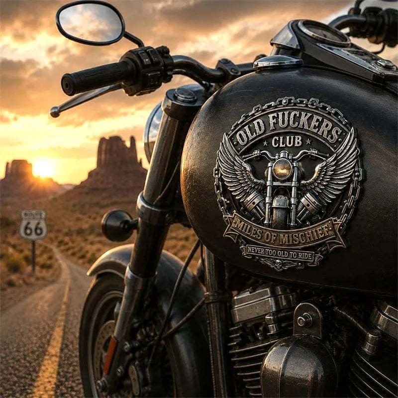 Old F**kers Club – Miles of Mischief Motorcycle Emblem