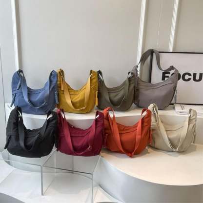 Designer Direct Sales👜Women's Fashion Plain Color Nylon Crossbody Hobo Bag