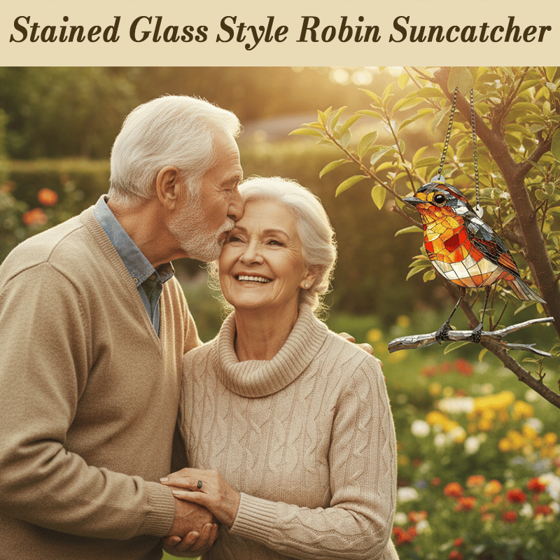 🎄Christmas Hot Sale 50% OFF🦜Stained Glass Style Robin Suncatcher
