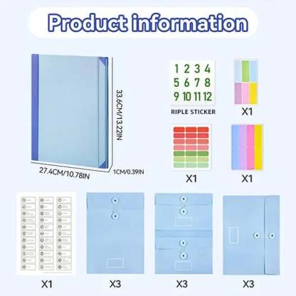 Accordion File Organizer Manila Pocket Document Folder for Passports, Birth Certificates & Important Papers