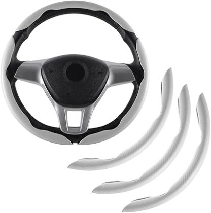 Carbon Fiber Silicone Anti-Slip Car Steering Wheel Cover Universal Fit