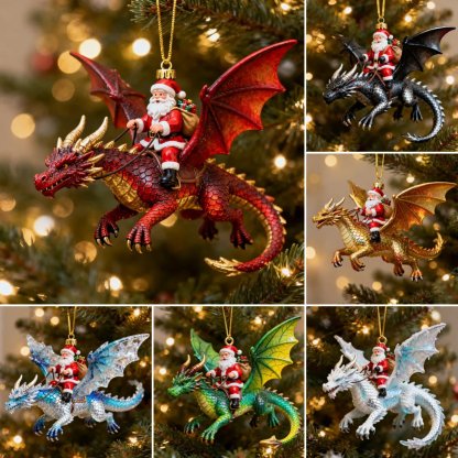 🔥Christmas Hot Sale-Santa’s Dragon Riders Ornament Collection