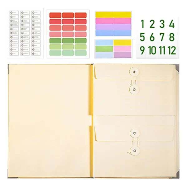 Accordion File Organizer Manila Pocket Document Folder for Passports, Birth Certificates & Important Papers