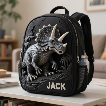Personalized Children's Triceratops Dinosaur Theme Schoolbag