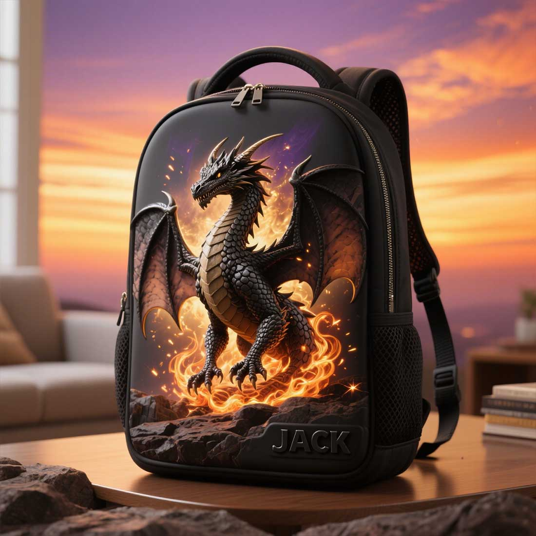  Personalized Dragon Themed School Bag for Kids