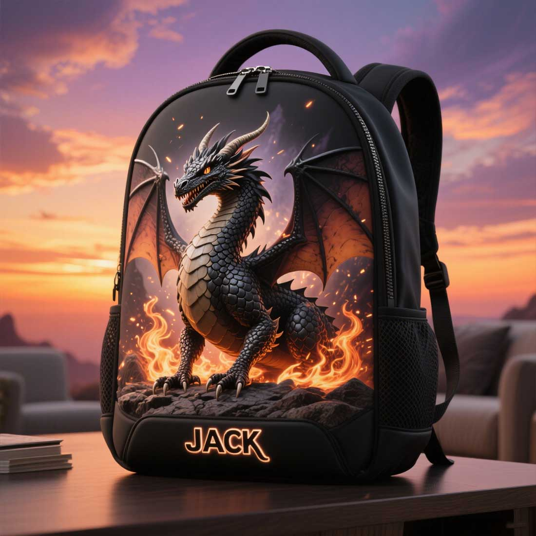  Personalized Dragon Themed School Bag for Kids
