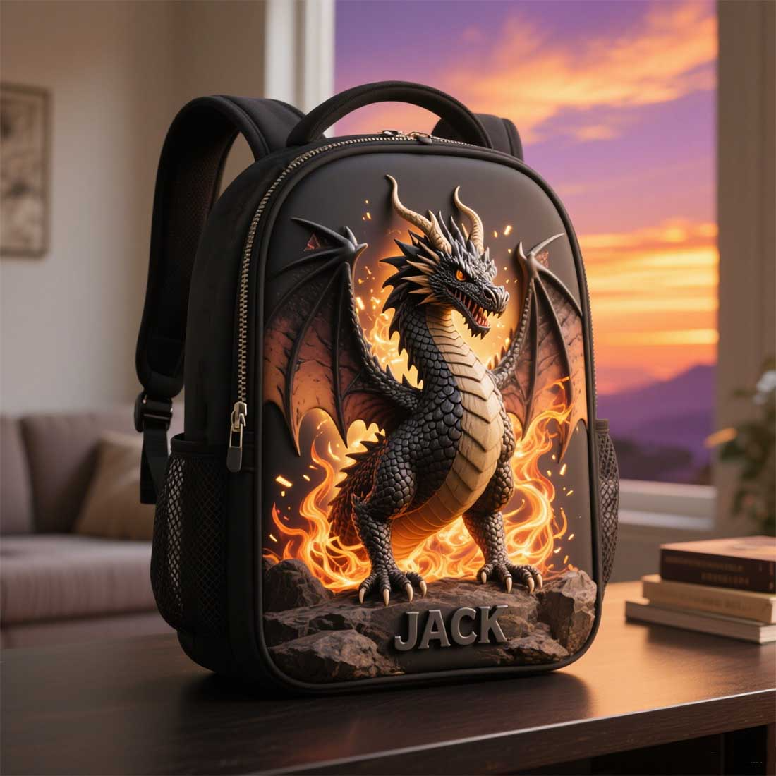  Personalized Dragon Themed School Bag for Kids