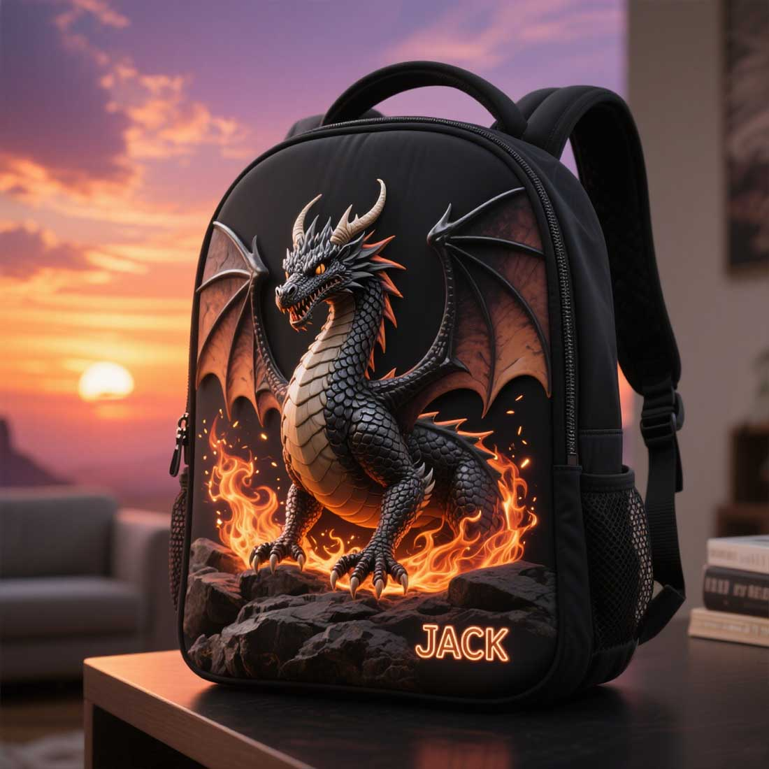  Personalized Dragon Themed School Bag for Kids