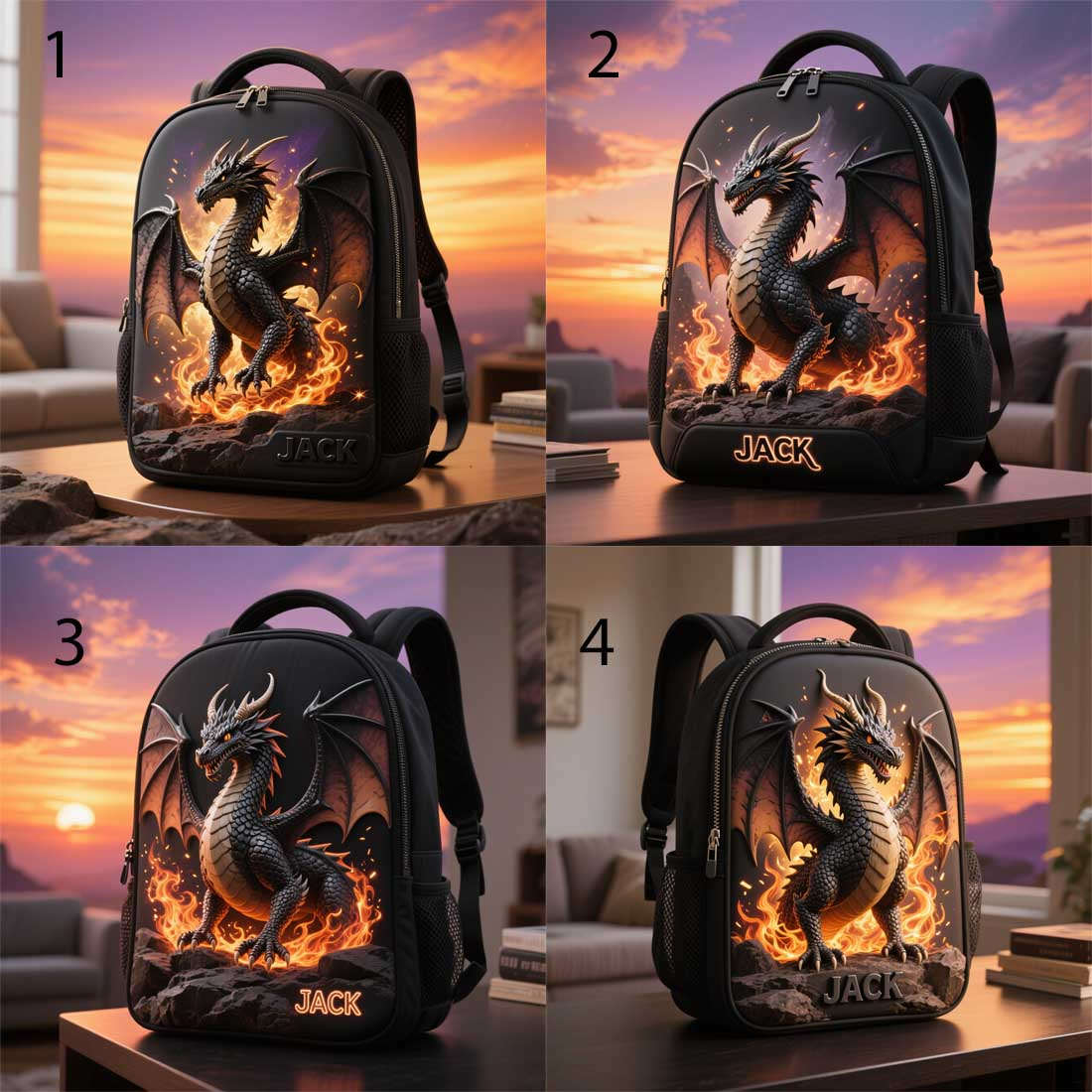  Personalized Dragon Themed School Bag for Kids