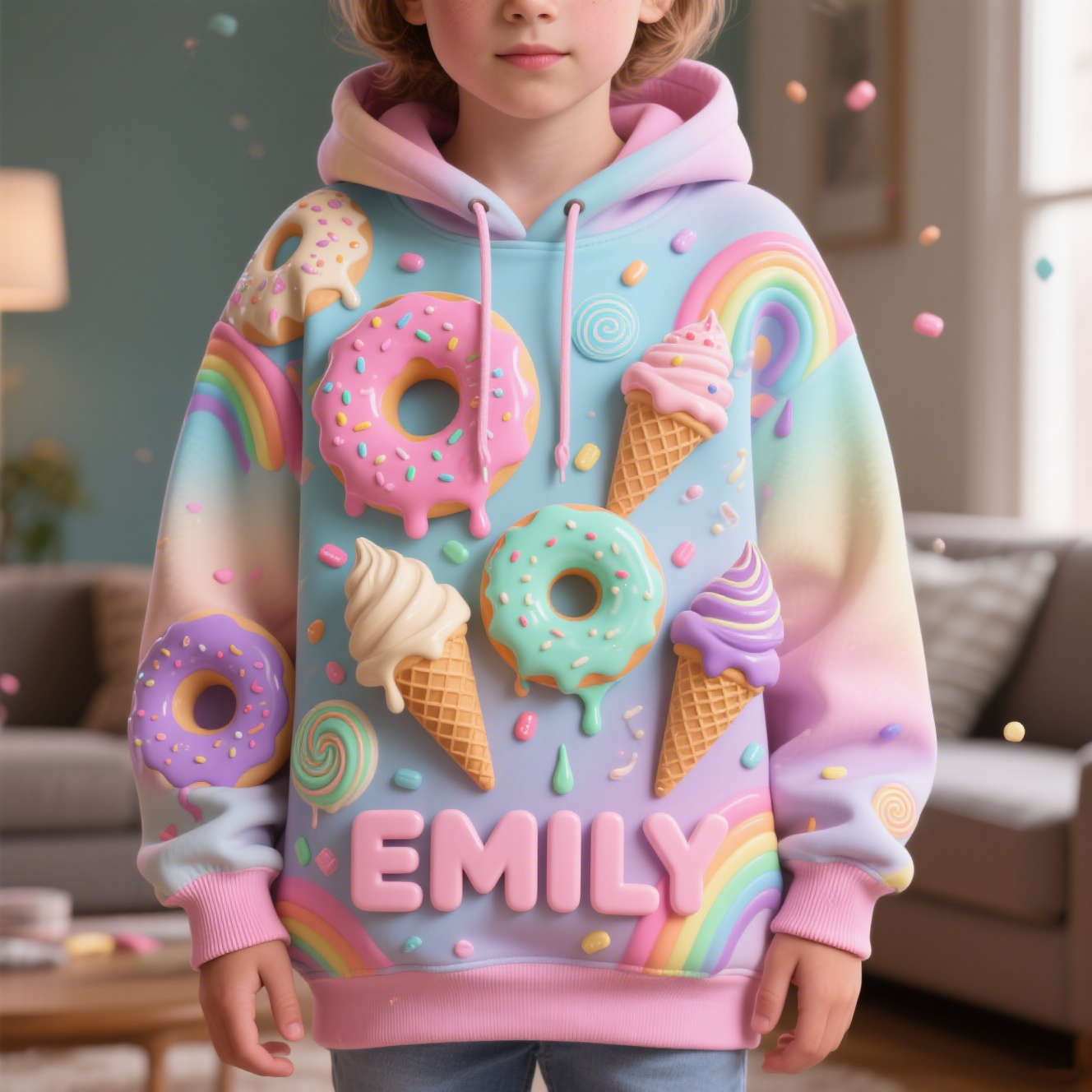 Custom Kids Donut Cone Themed Hoodie