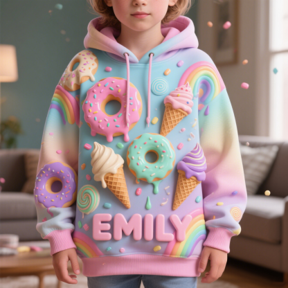 Custom Kids Donut Cone Themed Hoodie