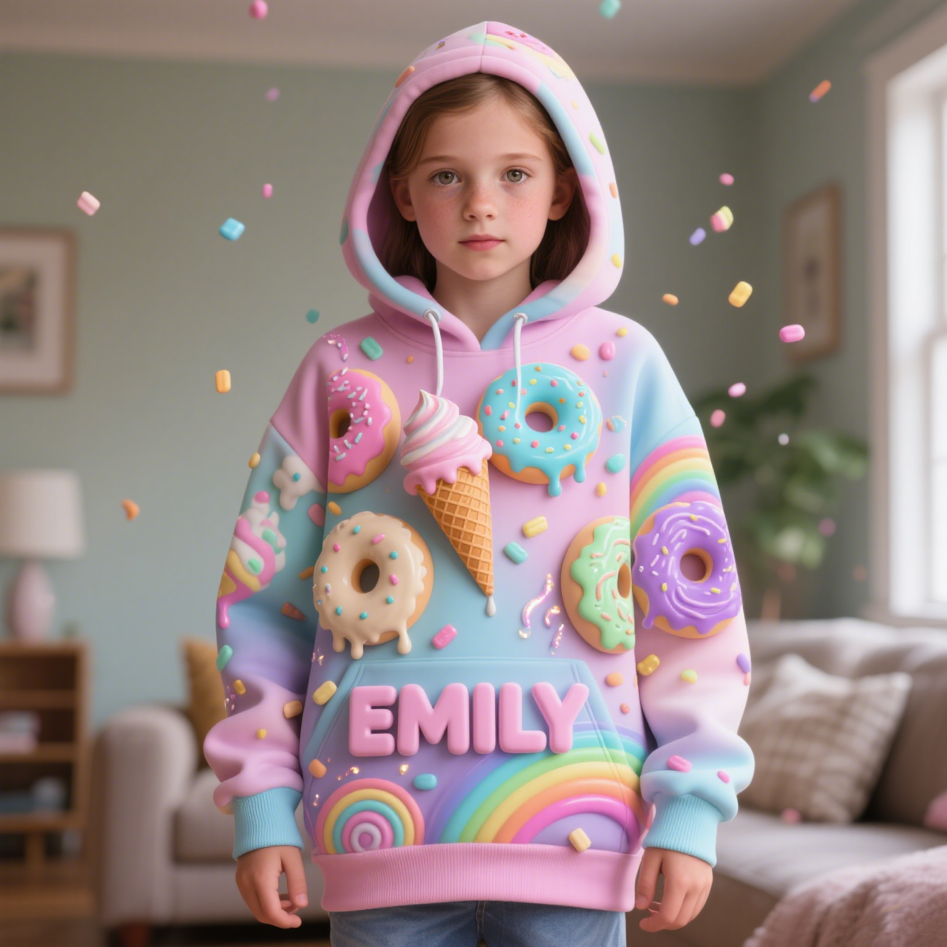 Custom Kids Donut Cone Themed Hoodie