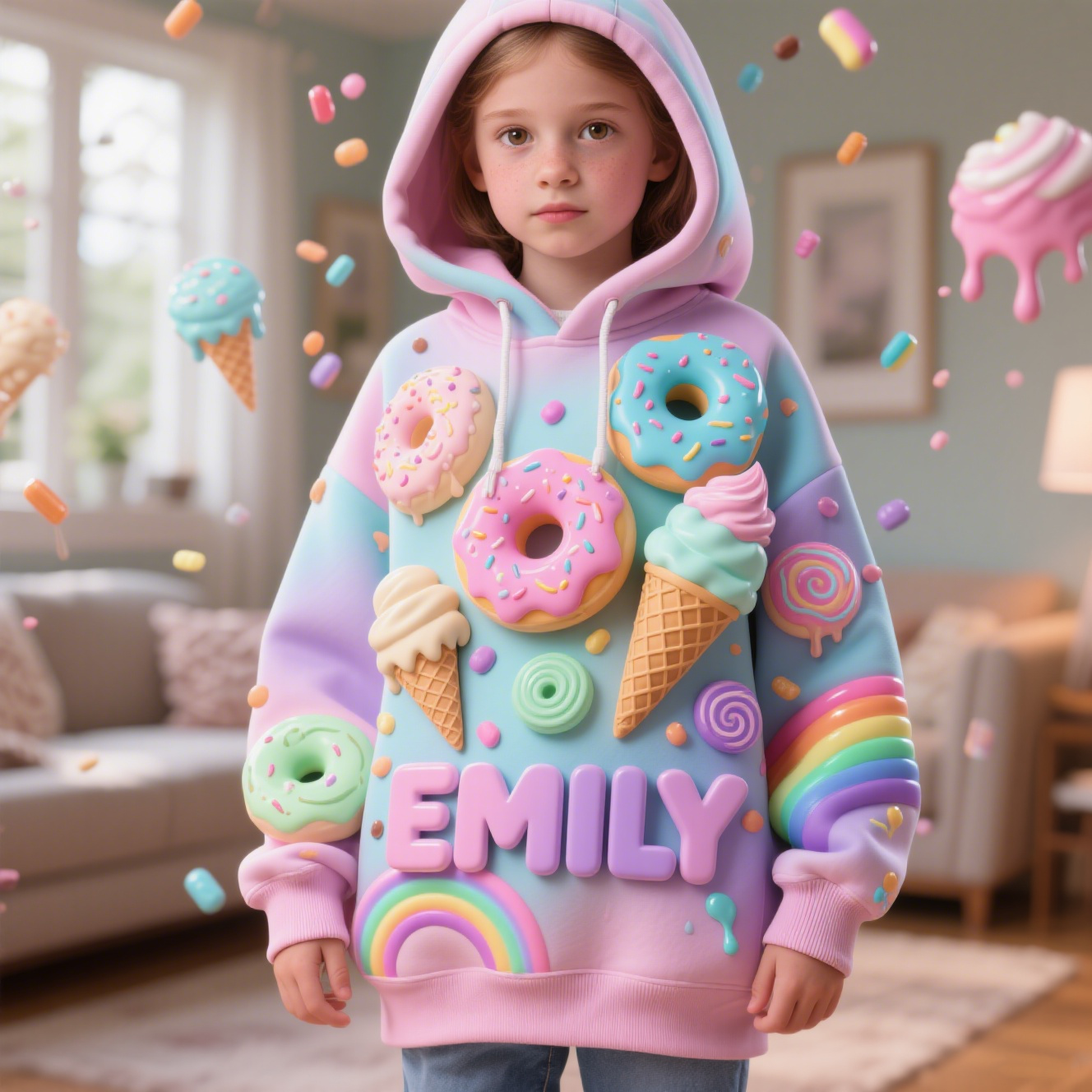 Custom Kids Donut Cone Themed Hoodie