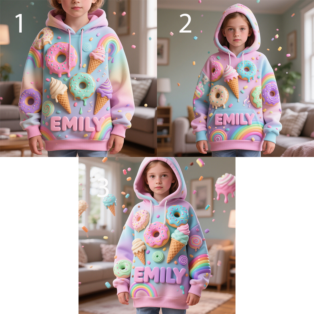 Custom Kids Donut Cone Themed Hoodie