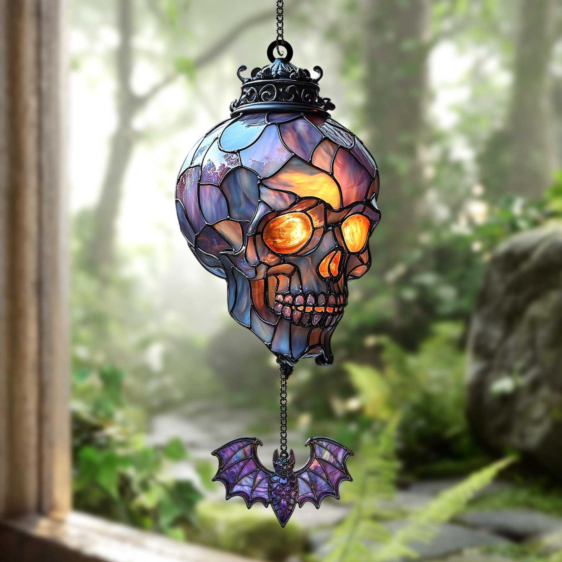Vintage Gothic Skull Suncatcher