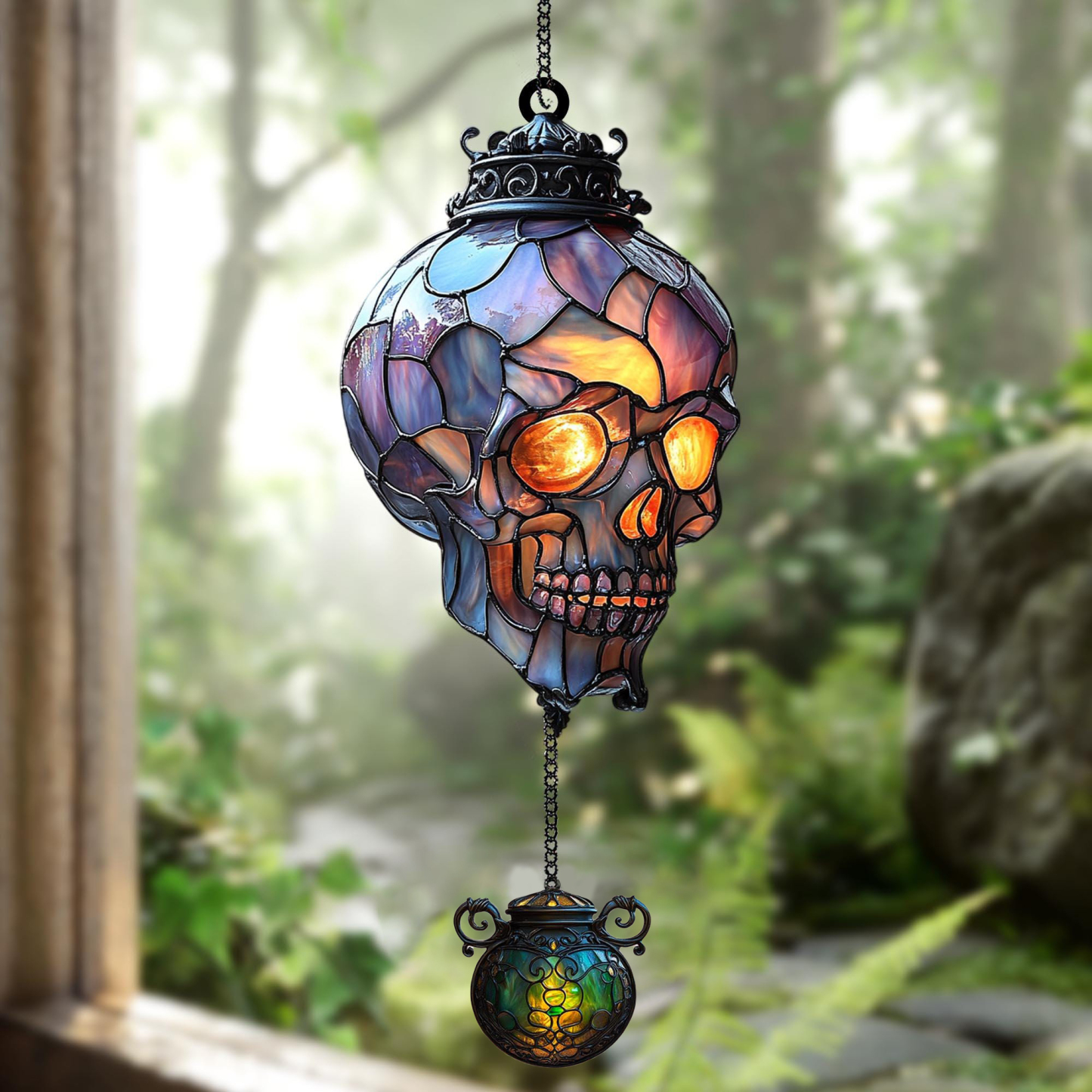Vintage Gothic Skull Suncatcher