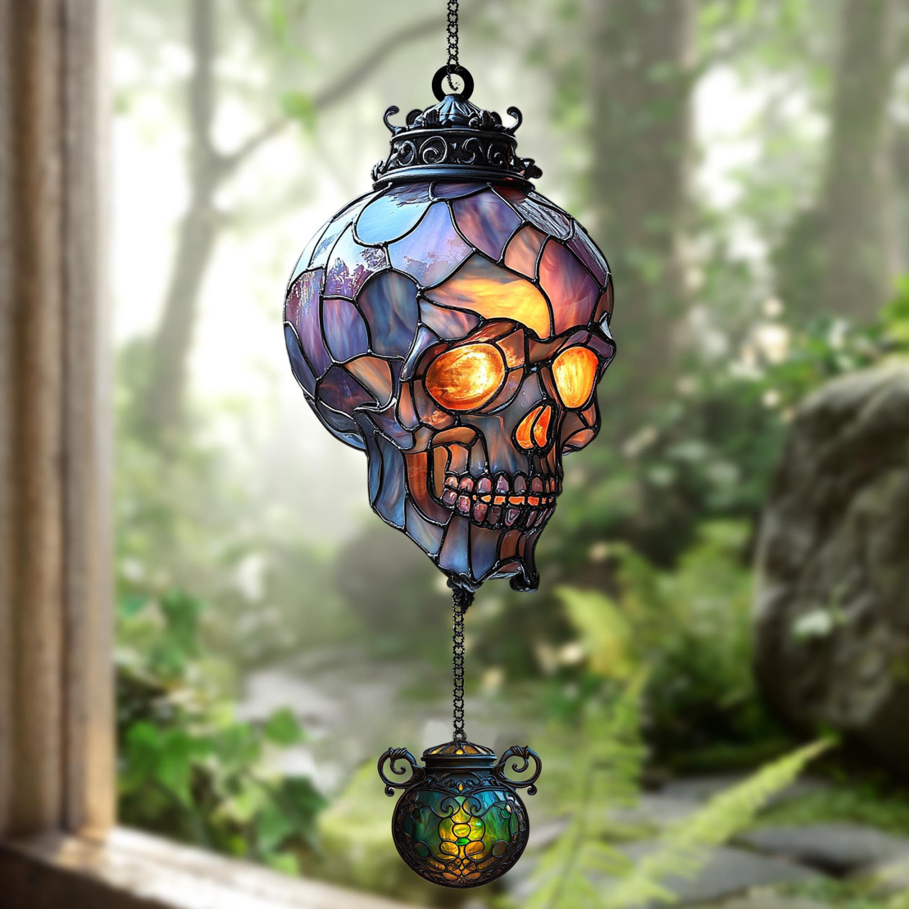 Vintage Gothic Skull Suncatcher