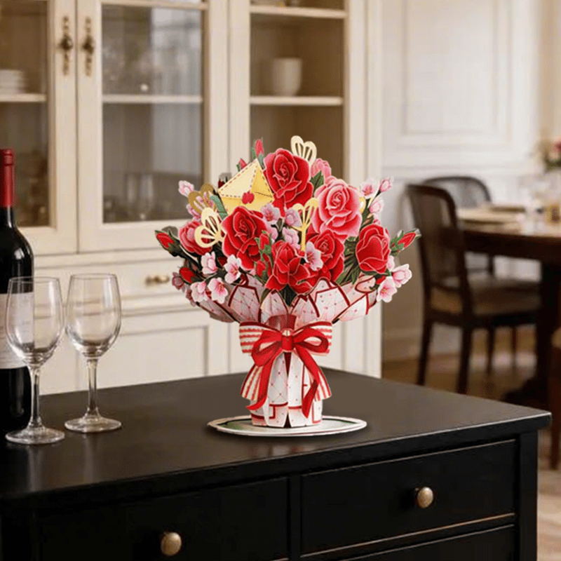 💌2-in-1 Gift & Décor for Every Moment🌸3D Flower Bouquet Pop Up Card
