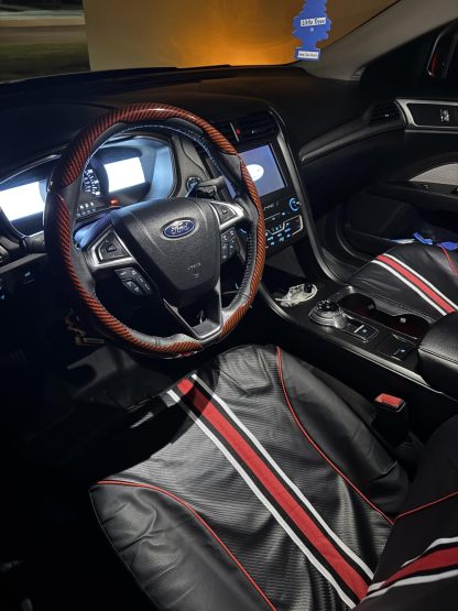 Carbon Fiber Silicone Anti-Slip Car Steering Wheel Cover Universal Fit