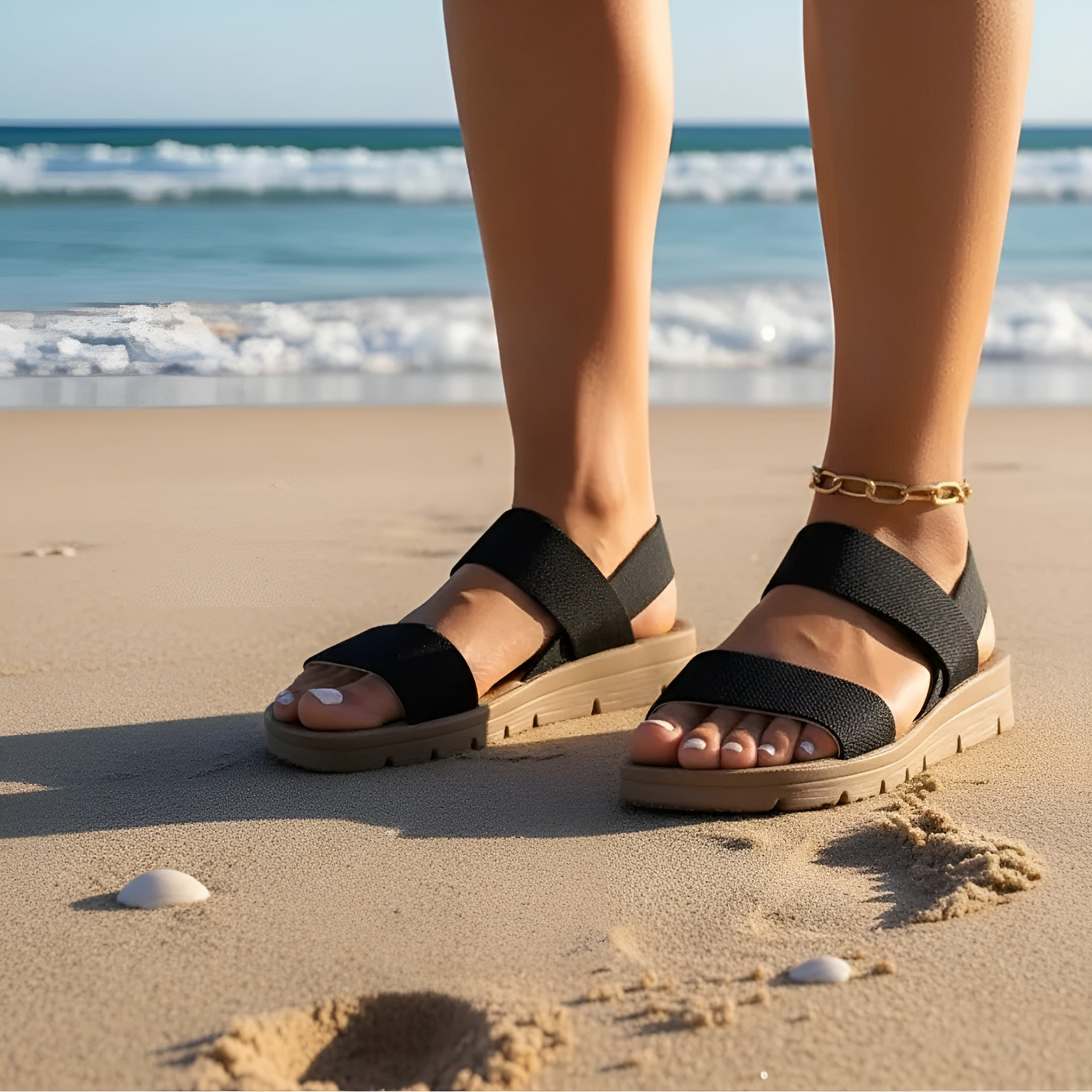 🔥Last Day Promotion 50% OFF -  Women’s Elasticated Wedge-Heeled Casual Sandals