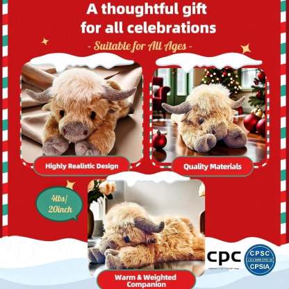 🎁Cute Cartoon Highland Cow Cuddly Toy