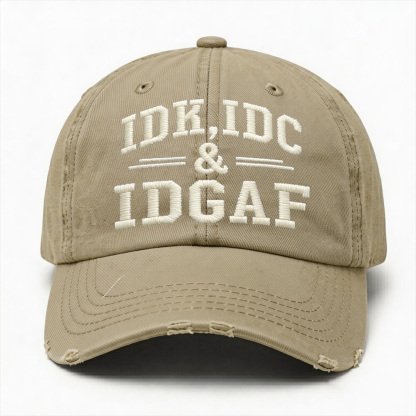 IDK IDC & IDGAF Vintage Baseball Cap