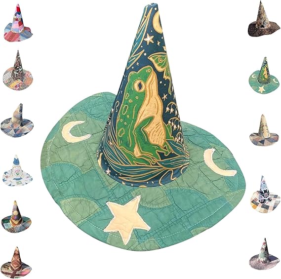 🔥Last Day 49% OFF - Handcrafted Quilted Witch Hat – Unique Folk Art for Halloween & Vintage Looks