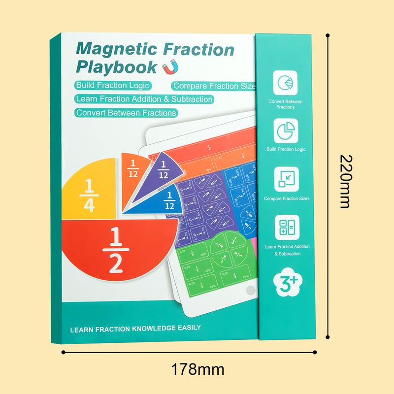 Magnetic Fraction Demonstration Book &ndash; Visual Math Manipulatives with Tiles & Circles, Educational Toy for Kids, Montessori Homeschool Supplies and Interactive Math Teaching Aid for Preschool Learning