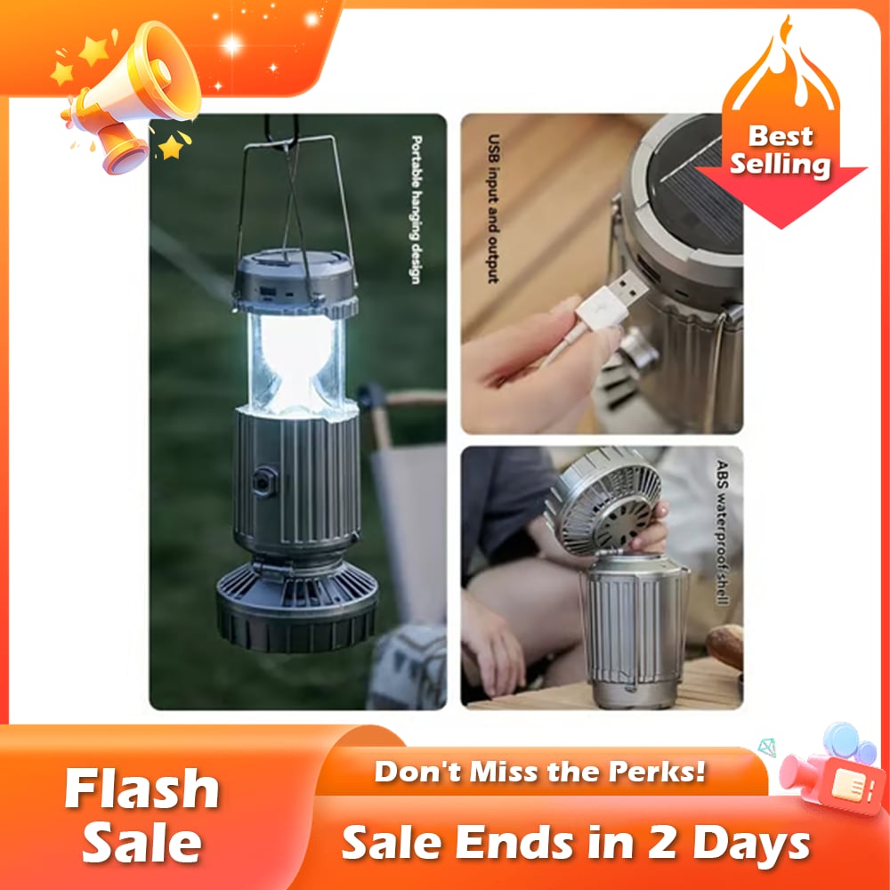 🏆Flash Sale⚡ 50K+ SOLD!💥🔥5-In-1 Portable LED Camping Lantern With Fan